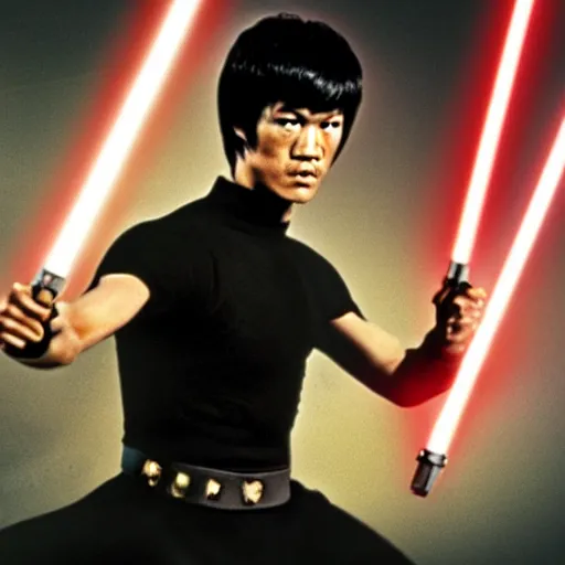 Image similar to bruce lee as anakin skywalker in star wars episode 3, 8k resolution, full HD, cinematic lighting, award winning, anatomically correct