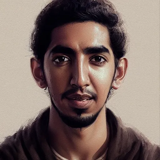 Image similar to “Portrait of Dev Patel by Greg Rutkowski, young, attractive, highly detailed portrait, scifi, digital painting, artstation, concept art, smooth, sharp foccus ilustration, Artstation HQ”