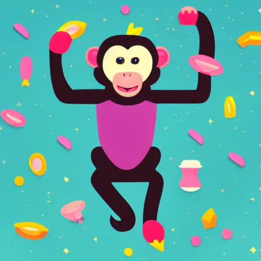 Image similar to monkey person in style of kurzgesagr