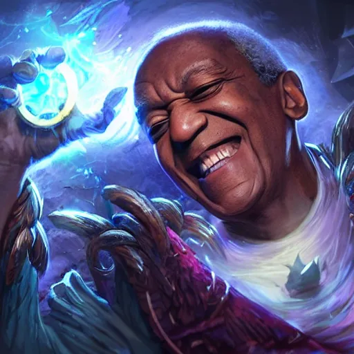 Prompt: portrait of bill cosby as a spellcaster, league of legends amazing splashscreen artwork, legends of runeterra, splash art, natural light, elegant, photorealistic facial features, intricate, fantasy, detailed face, atmospheric lighting, anamorphic lens flare, cinematic lighting, league of legends splash art, hd wallpaper, ultra high details by greg rutkowski