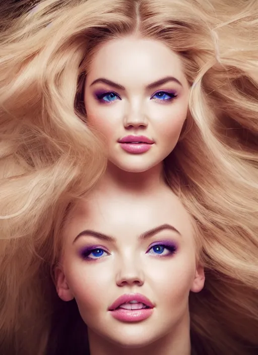 Prompt: beautiful portrait of a young woman with a perfect body who is a perfect blend of kate upton and dove cameron dressed like alice from alice in wonderland and rolling hard on ecstasy and peaking on pure molly and running her hands through her hair, pupils dilated, gasping in euphoric ecstasy, photography, high definition, 8 k resolution, retouched, glamour