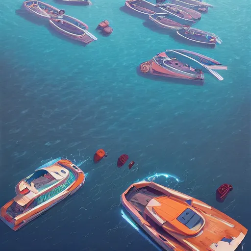 Image similar to yachts by simon stalenhag