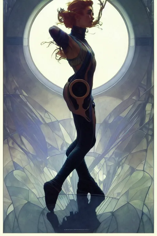 Image similar to dynamic pose, intricate, futuristic, fantasy, by stanley artgerm lau, greg rutkowski, alphonse mucha,, thierry mugler, norman rockwell, 3 d,