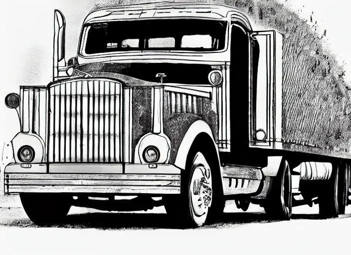 Image similar to cell-shaded picture of a truck,