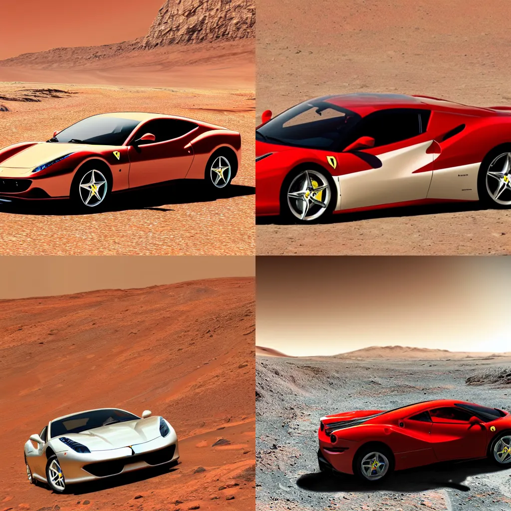 Prompt: Ferrari on Mars