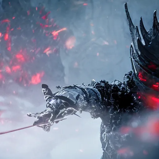 Prompt: justin sun as night king versus huge crimson - black warrior bee, 4 k, epic, cinematic, focus, movie still, fantasy, extreme detail, atmospheric, dark colour, sharp focus