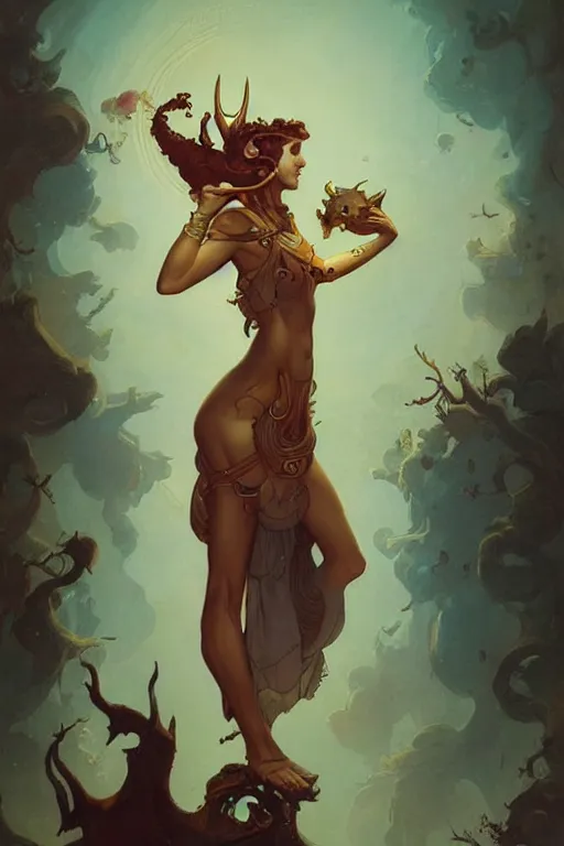 Image similar to Artemis by Peter Mohrbacher in the style of Gaston Bussière, Art Nouveau