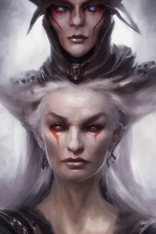 Image similar to dungeons and dragons evil witch character closeup portrait, dramatic light, dungeon background, 2 0 0 mm focal length, painted by stanley lau, painted by greg rutkowski, painted by stanley artgerm, digital art, trending on artstation