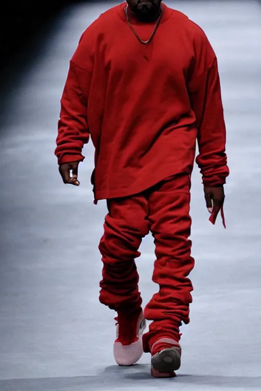 Image similar to kanye west wearing a kanye west, runway photo