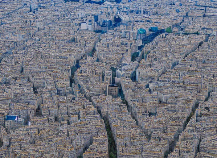 Image similar to tilt shift arial photo still of paris made of legos, 8 k, 1 6 mm f 1 6