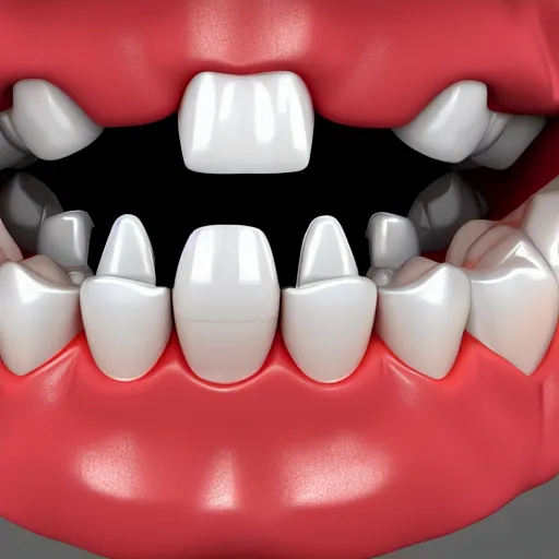 Image similar to poorly rendered 3 d set of teeth