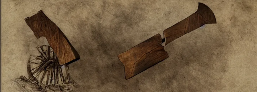 Prompt: idea of titan axe, by leonard da vinci