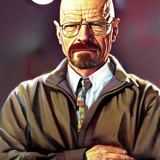 Image similar to Walter White as a painter, artwork by Earl Norem,