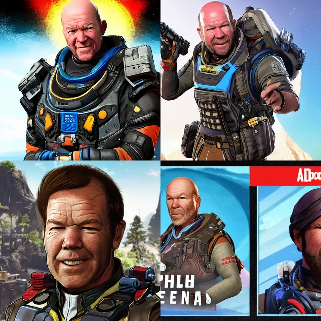 Prompt: Phil Hendrie as an Apex Legends character
