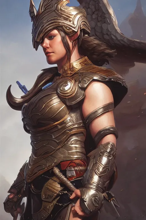 Image similar to amazon valkyrie athena, d & d, fantasy, portrait, highly detailed, headshot, digital painting, trending on artstation, concept art, sharp focus, illustration, art by artgerm and greg rutkowski and magali villeneuve