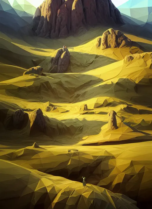 Prompt: a hyper - detailed 3 d render like a oil painting of summer in the low - poly hills, surrealism!!!!! surreal concept art, lifelike, photorealistic, digital painting, aesthetic, smooth, sharp focus, artstation hd, by greg rutkowski, chris tulloch mccabe, valentina remenar, krenz cushart and asher duran,