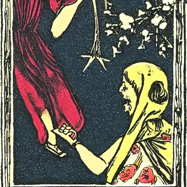 Image similar to hate, vintage tarot card illustration