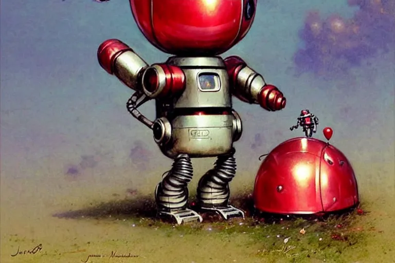 Image similar to adventurer ( ( ( ( ( 1 9 5 0 s retro future robot android mouse rv balloon robot. muted colors. ) ) ) ) ) by jean baptiste monge!!!!!!!!!!!!!!!!!!!!!!!!! chrome red