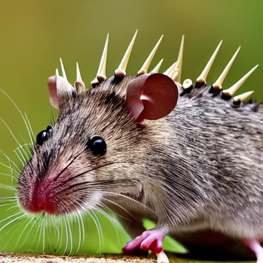 Image similar to mouse with dinosaur spines and spikes