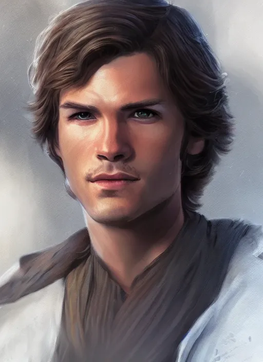 Image similar to jacen solo, jedi from star wars legends books, science fiction realistic and detailed portrait by salvador trakal, trending on artstation, great lighting
