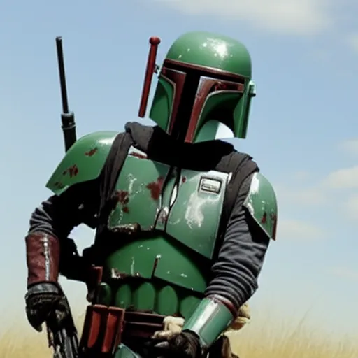 Prompt: Film still of Boba Fett, from The Walking Dead (2010 TV Show)