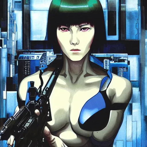 Image similar to ghost in the shell painting