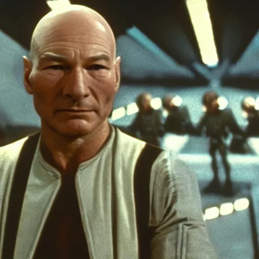 Prompt: a film still of patrick stewart in the movie star wars a new hope