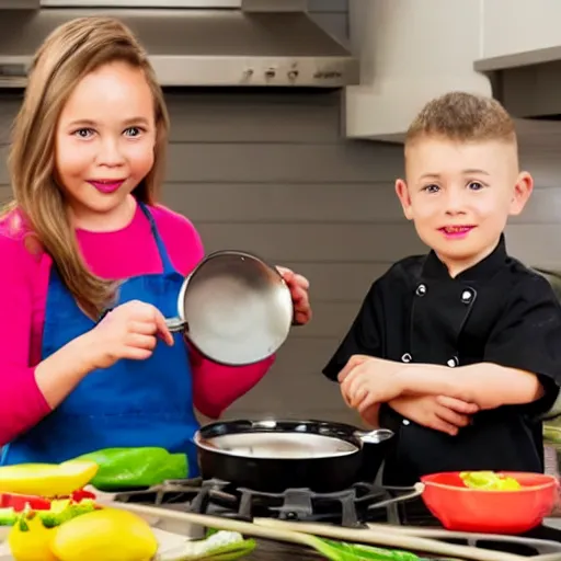 Prompt: a cooking show with kazoo kid