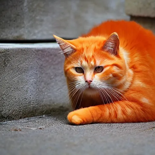 Prompt: an orange cat that looks like a loaf of bread