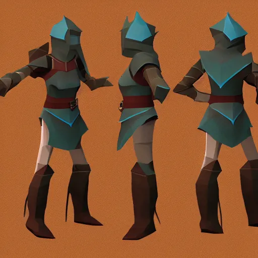 Prompt: Runescape Rune Armor, low poly artstation rendition