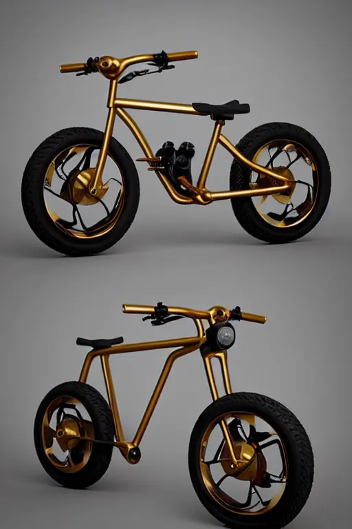 Image similar to “ deer bike. front on, symmetrical. industrial design. good design award, innovative product concepts, most respected design, amazing depth, glowing, golden ratio, 3 d octane cycle unreal engine 5, volumetric lighting, cinematic lighting, cgstation artstation concept art ”