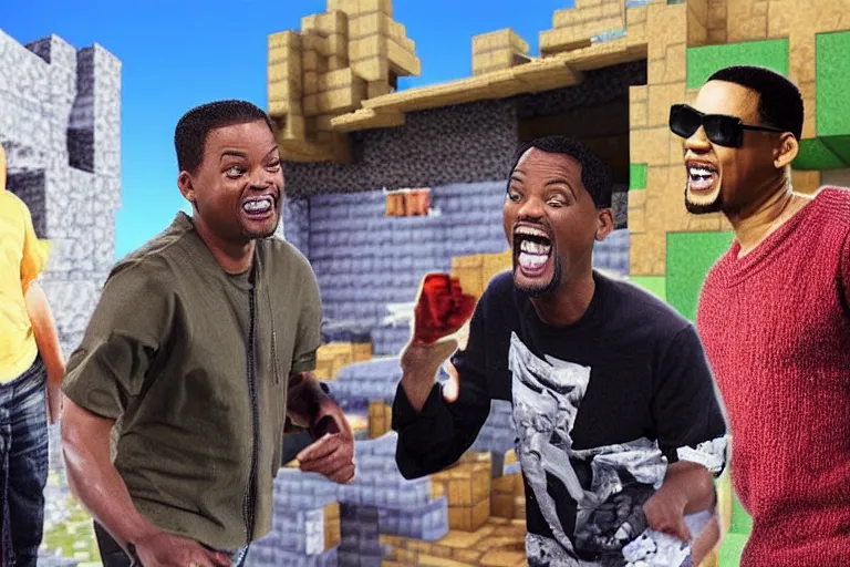 Image similar to chris rock slapping will smith, in minecraft