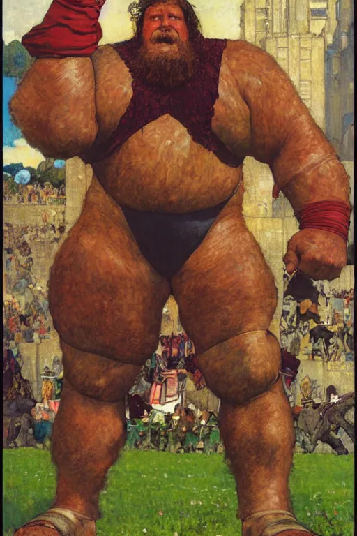 Image similar to full body portrait of huge hulking giant haystacks as superhero, simple background, painted by jack kirby, lawrence alma tadema, norman rockwell, greg staples, wayne barlow, jacob collins, tom lovell, frank schoonover, neville page