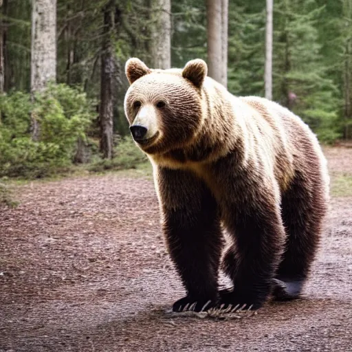 Prompt: photo of an agressive bear in a forest running at the camera