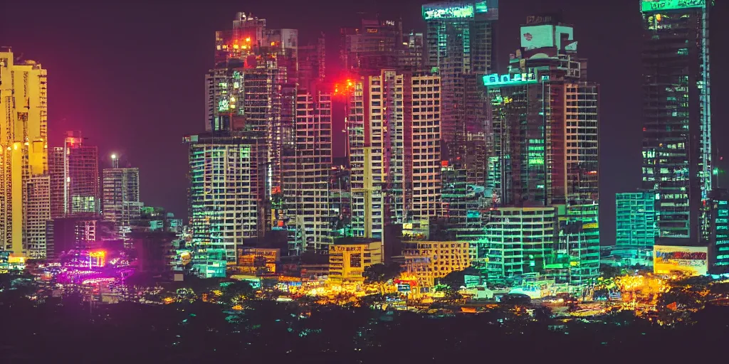 Prompt: colombo sri lankan city, night, synthwave, cyberpunk, rule of thirds