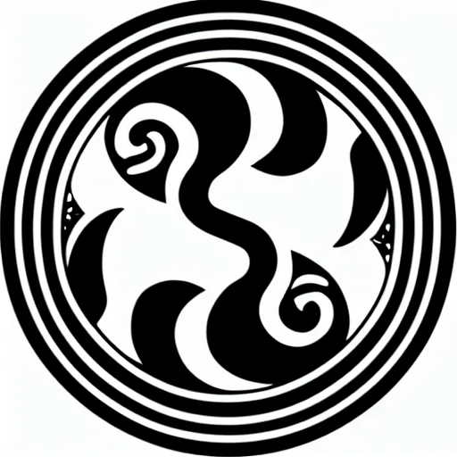 Image similar to the yin yang symbol, vector image, black and white