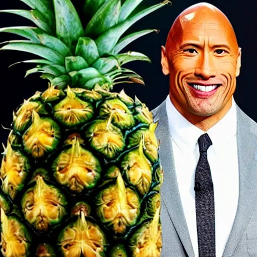 Prompt: dwayne the rock johnson as a pineapple, mixed with a pineapple, looks like a pineapple, pineapple