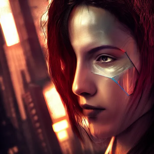 Prompt: the portrait of a cyberpunk woman in a dark fantasy, 4 k, underground atmosphere