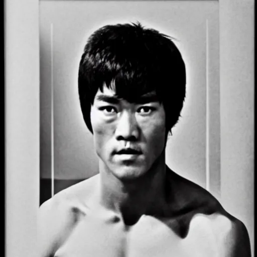 Image similar to a portrait picture of a 60 year old Bruce Lee,