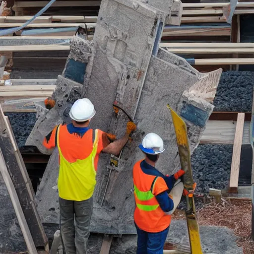 Image similar to Construction workers building the universe