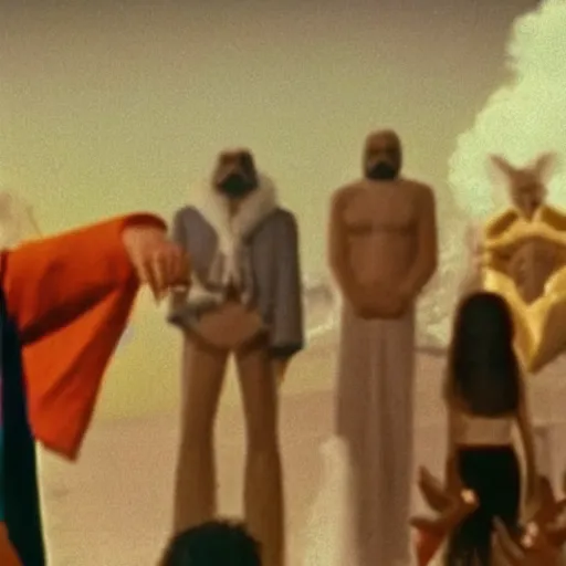 Image similar to the holy mountain ( 1 9 7 3 ) directed by alejandro jodorowsky, movie still frame