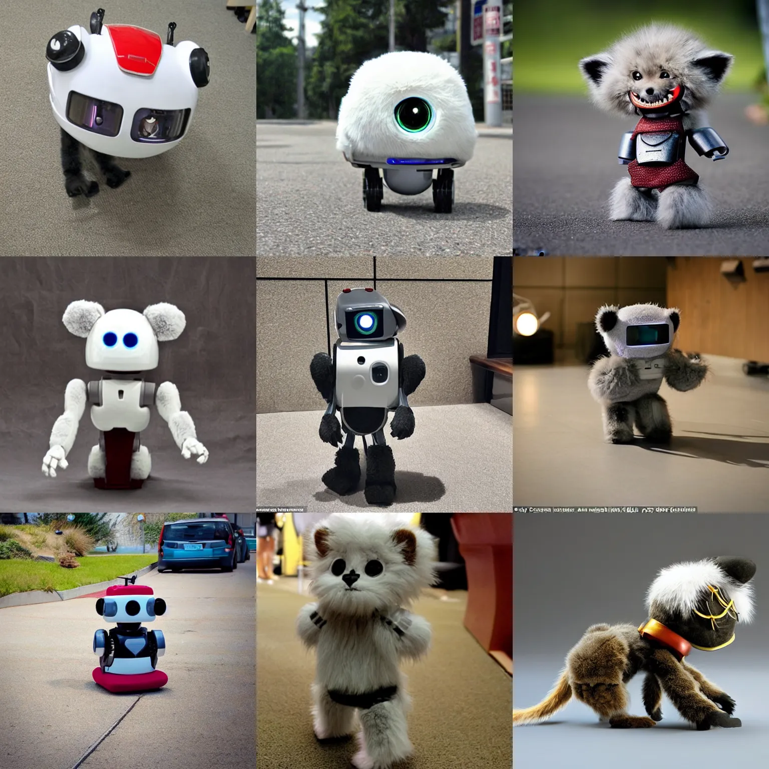 Prompt: < photo attention - grabbing > a small furry robot growls adorably but menacingly < / photo >