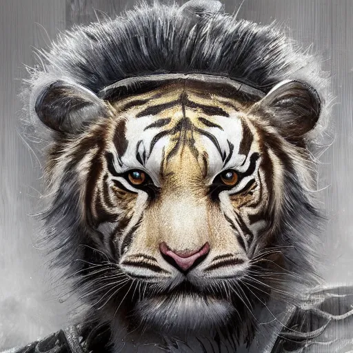 Image similar to a beautfiul award winning commission portrait of an anthro albino tiger wearing diamond victorian armour,digital art,art by greg rutkowski,character design by charles bowater,photorealistic,ross tran,hyperdetailed,detailed face,fascinating,2021,western comic style
