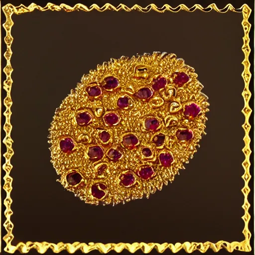 Image similar to 4 4 tiny rubies embedded in an engraved 1 8 k gold plate macro photo deviant realistic