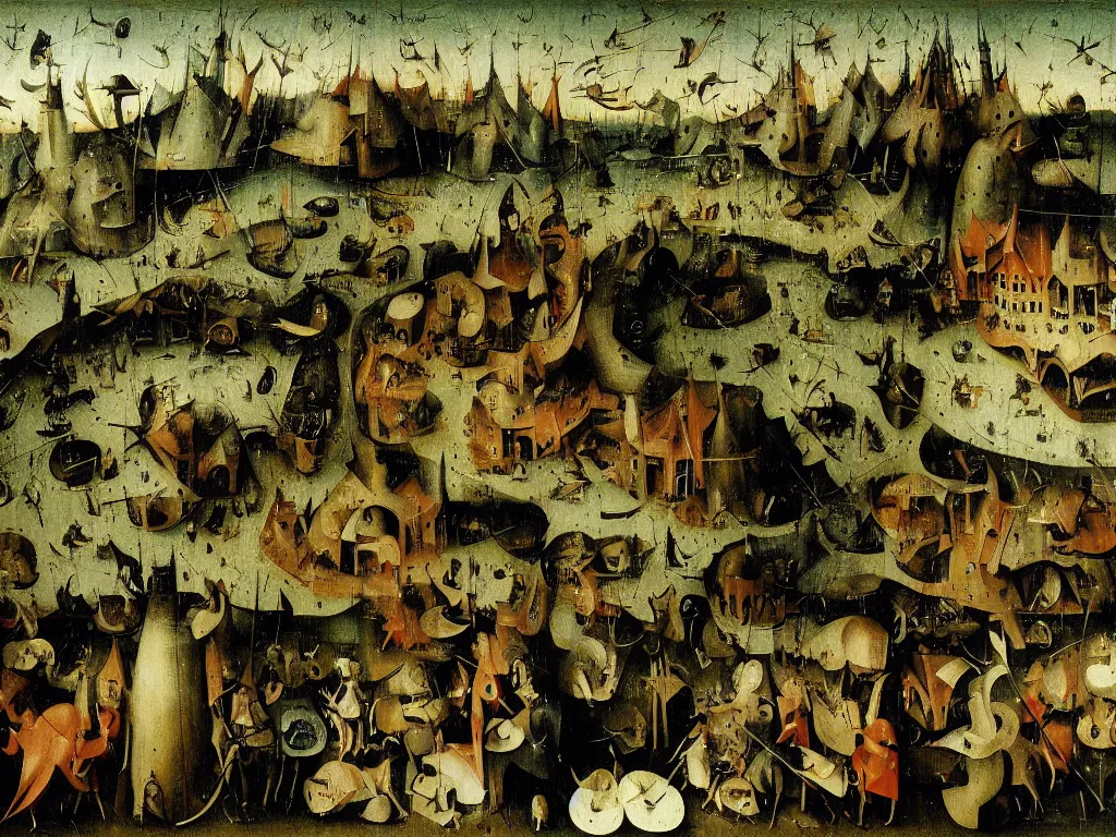 Image similar to wall street trading floor by hieronymus bosch