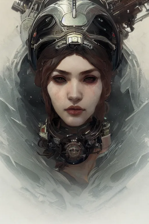 Image similar to A full portrait of a powerful beautiful futuristic dystopian junktown Japanese techromancer sorcerer enchanter, intricate, elegant, highly detailed, digital painting, artstation, concept art, smooth, sharp focus, illustration, art by Krenz Cushart and Artem Demura and alphonse mucha