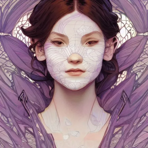 Prompt: smooth organic pattern, lavender, light purple, white, orange, artstation, concept art, smooth, sharp focus, illustration, art by artgerm and greg rutkowski and alphonse mucha and maya takamura and Hitomi Isono