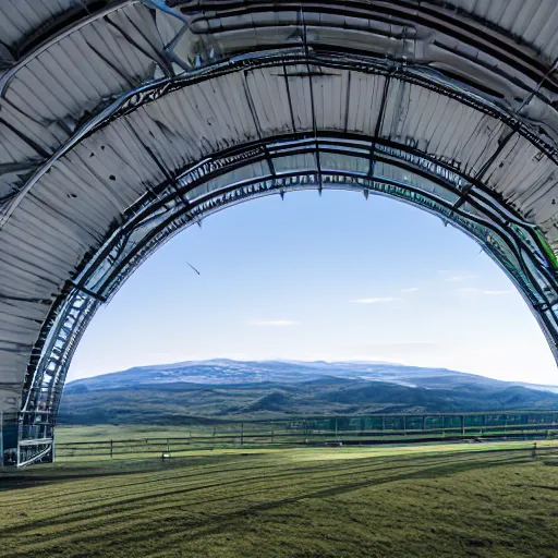 Prompt: a beautiful landscape inside one of the structures from the halo array