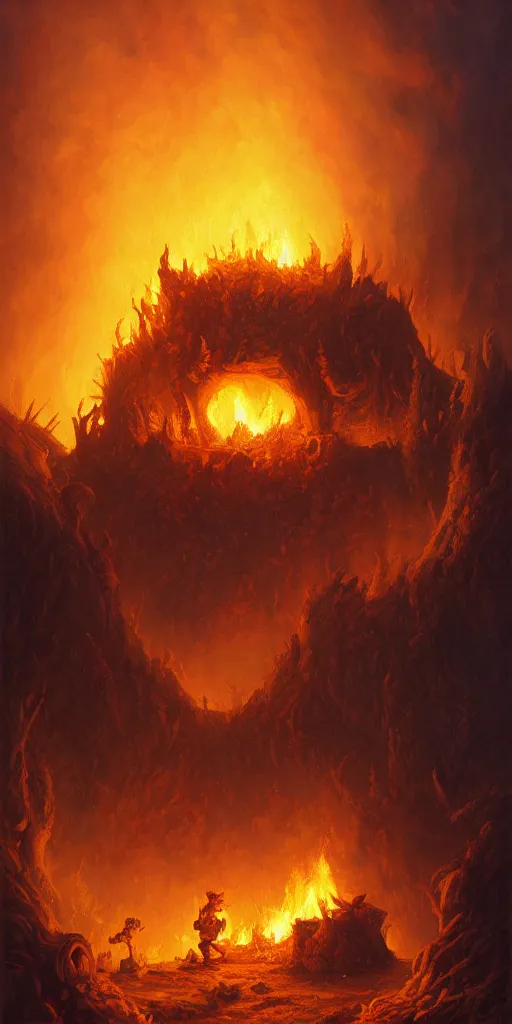 Image similar to a large crackling bonfire by andreas rocha, by justin gerard, by anato finnstark