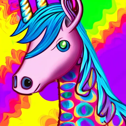 Prompt: digital ilustration of a punk rock unicorn with a mohawk by lisa frank, vibrant, colorful , deviantArt, artstation, artstation hq, hd, 4k resolution